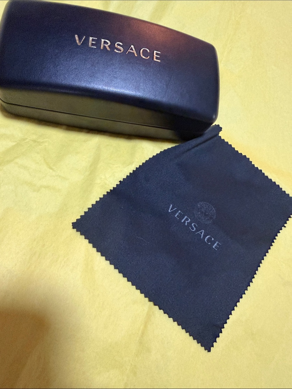 Versace Black Eyewear Case with Black Branded Cleaning Cloth
